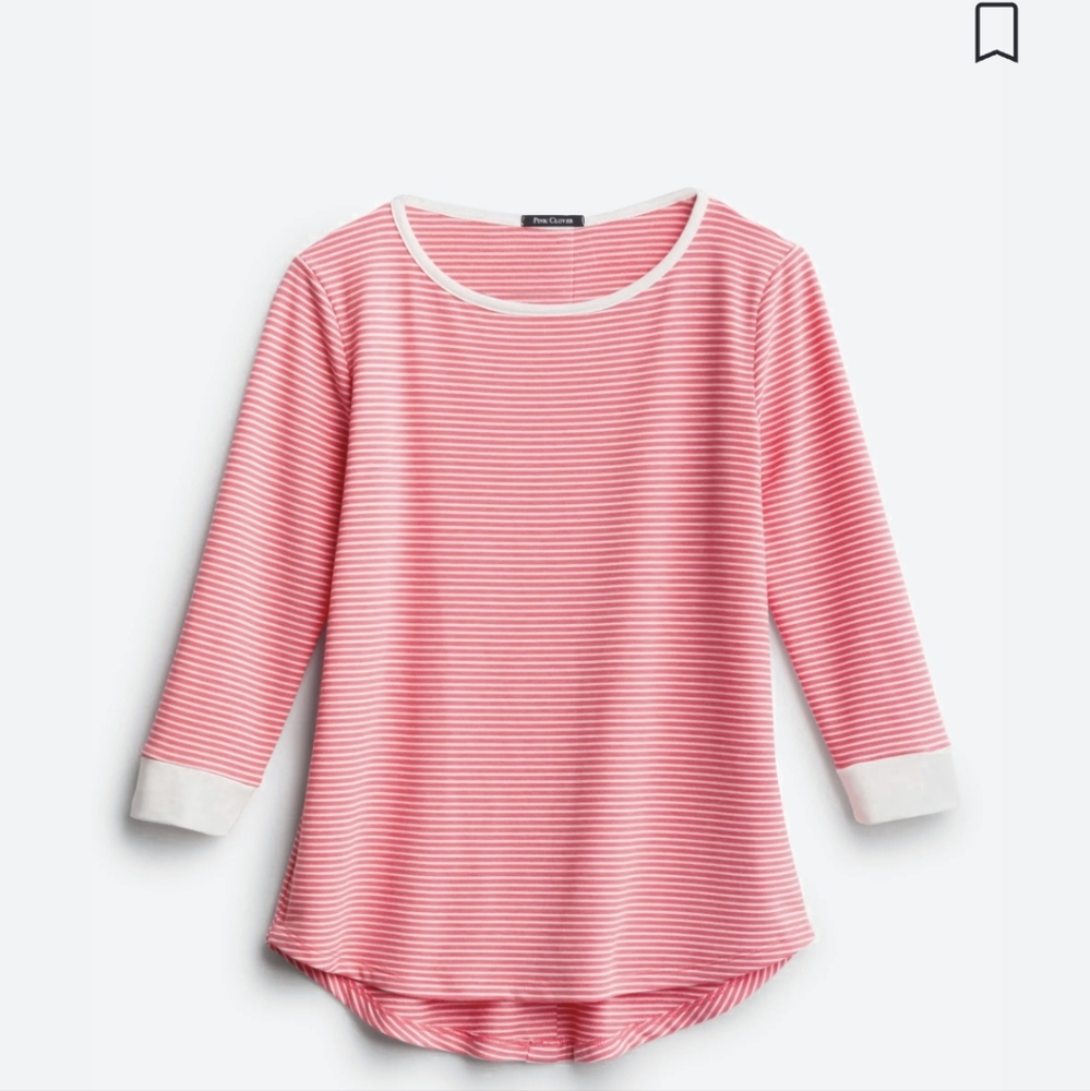 Pink Clover Pink and White Striped Top